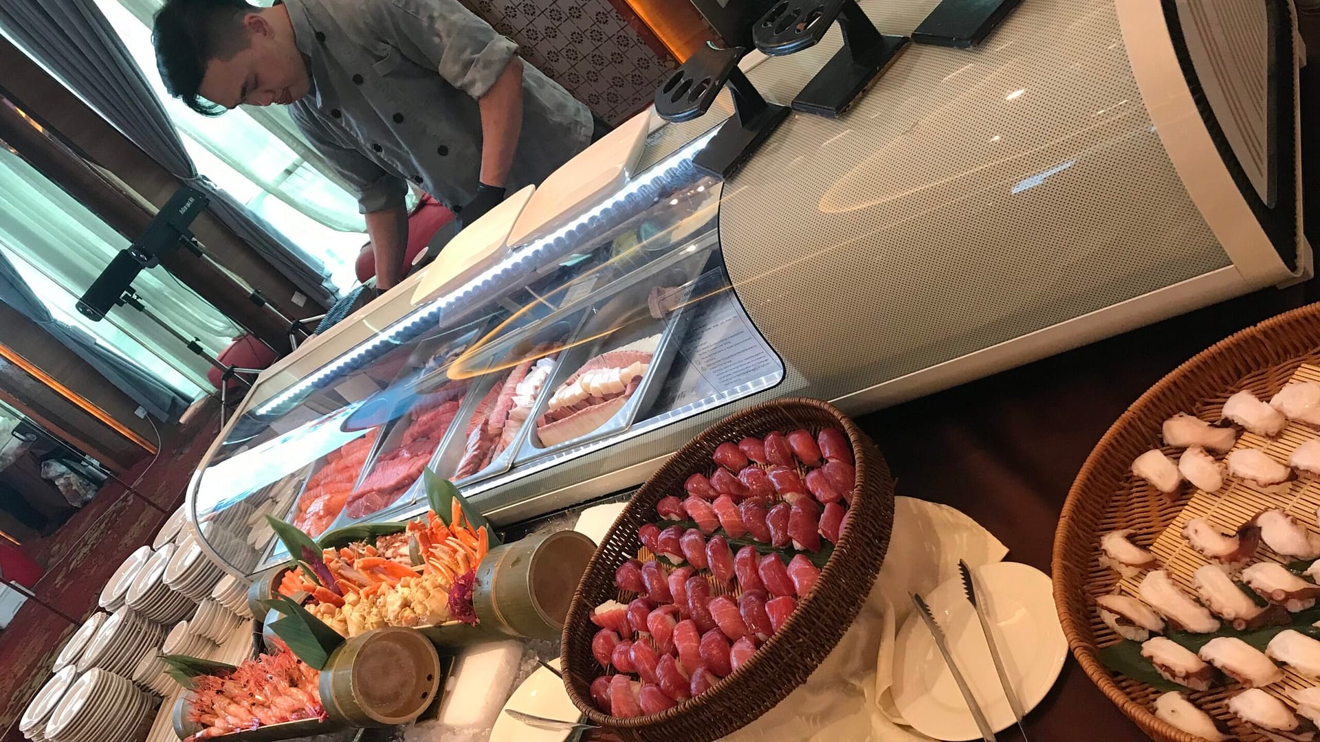 Private Chef Preparing A Live Sushi Making Show for a wedding 